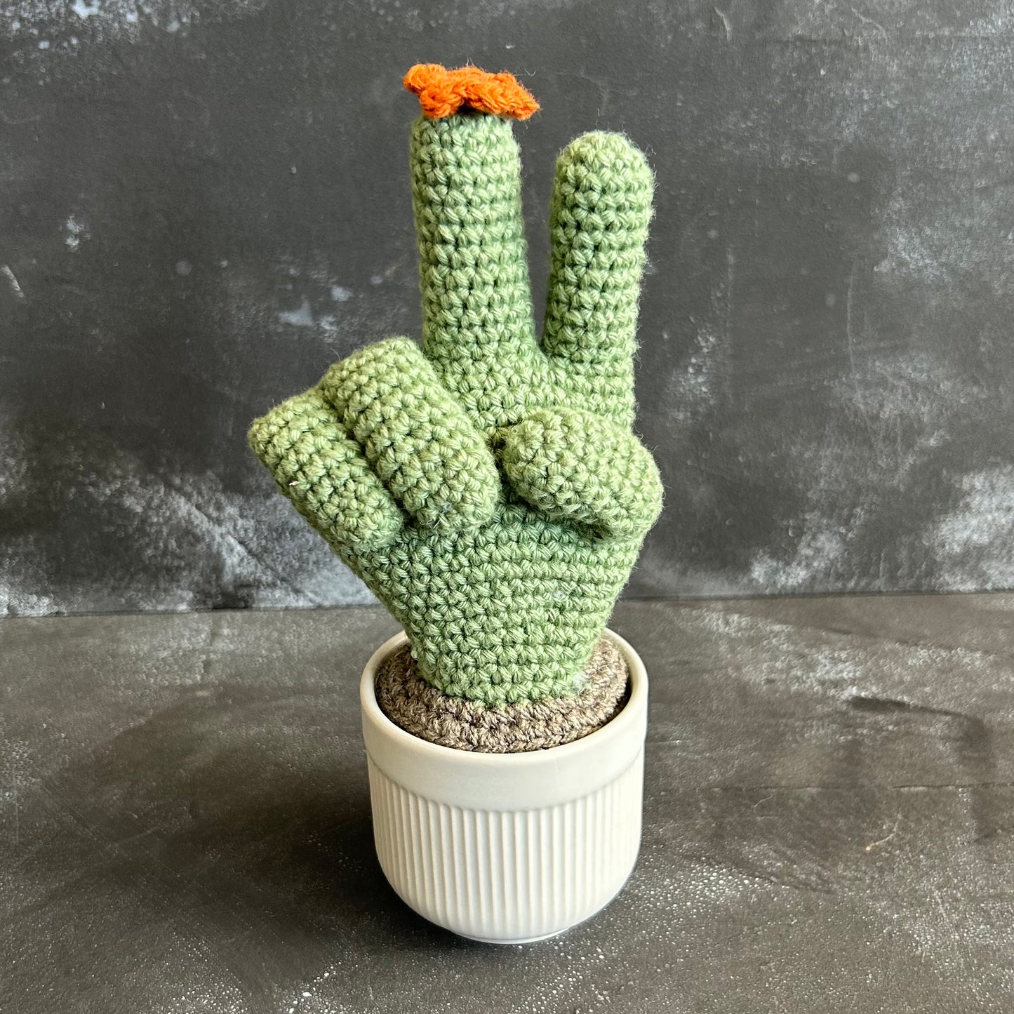 Crocheted Peace Sign Cactus