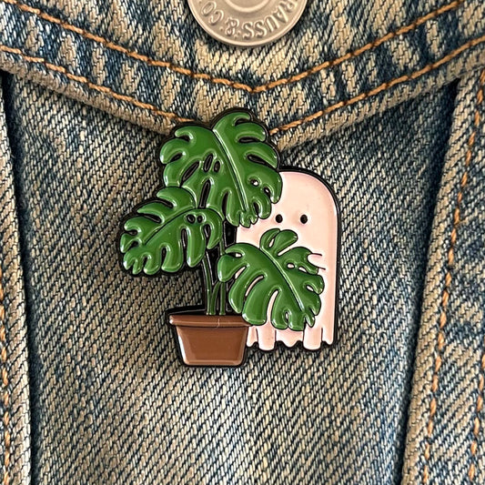 Monstera Ghost Enamel Pin