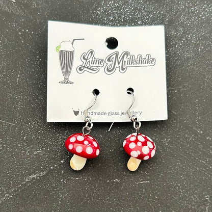 Glass Mushroom Earrings by Lime Milkshake