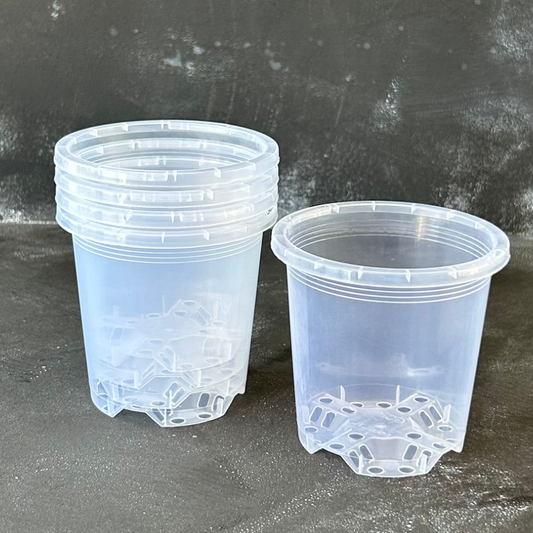 5 pack of 90mm Clear Nursery Pot for Indoor Plants like Aroids, Orchids, and Succulents.